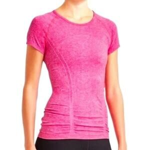 Athleta Fastest Track Short Sleeve Shirt Hot Pink Stretch Running Women Small